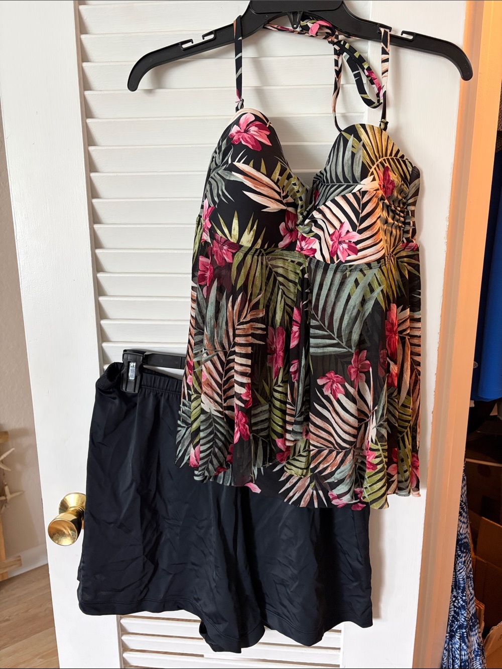Swim Shorts with Tropical Print Swim Top